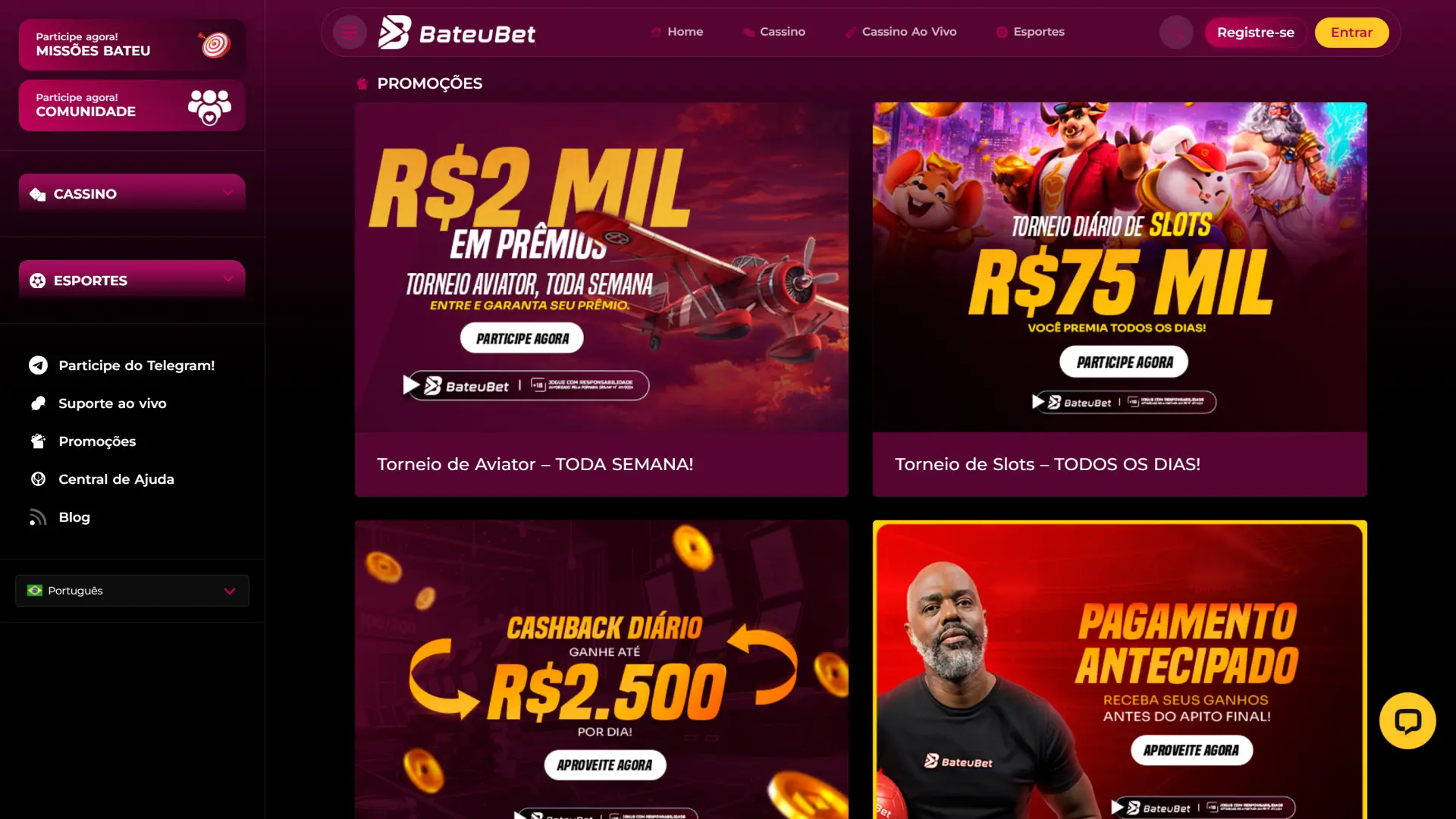 Promoções BateuBet — cashback e bônus